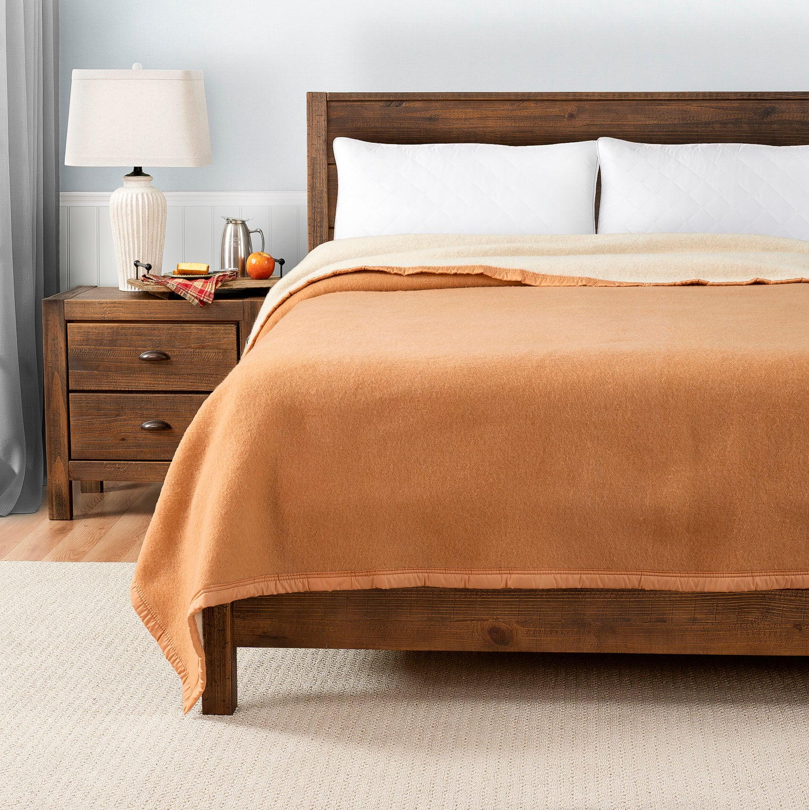 Poyet Motte Aubisque Reversible 500GSM Heavyweight 100% Wool Blanket, Doe