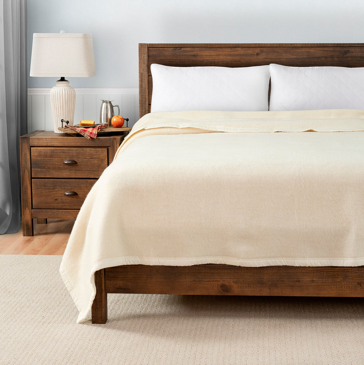 Poyet Motte Aubisque Reversible 500GSM Heavyweight 100% Wool Blanket, Natural