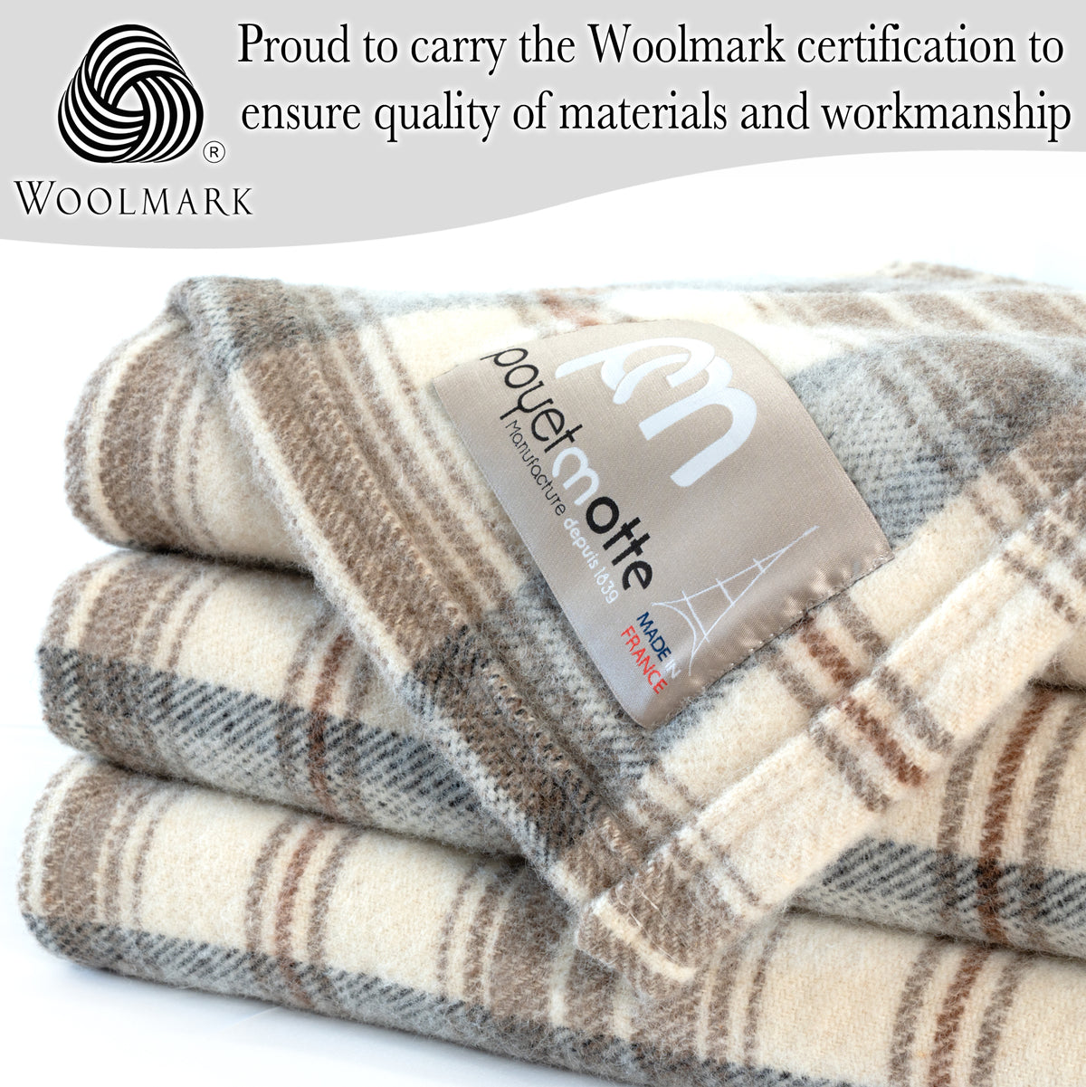 Tahoe-wool-blanket-450gsm- Taupe-Woolmark
