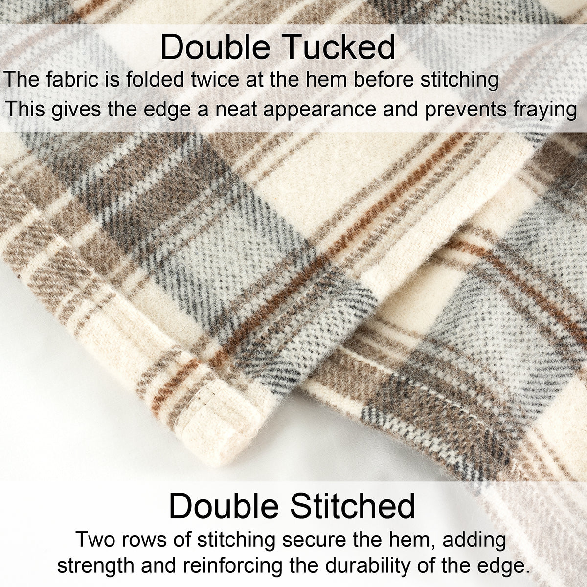 tahoe-wool-blanket-450gsm- Taupe-hem-stitching-double-tucked