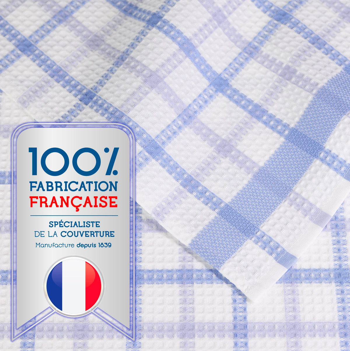 Poyet Motte Alvex Professional Chefs Towels (Pack of 4) Blue/White