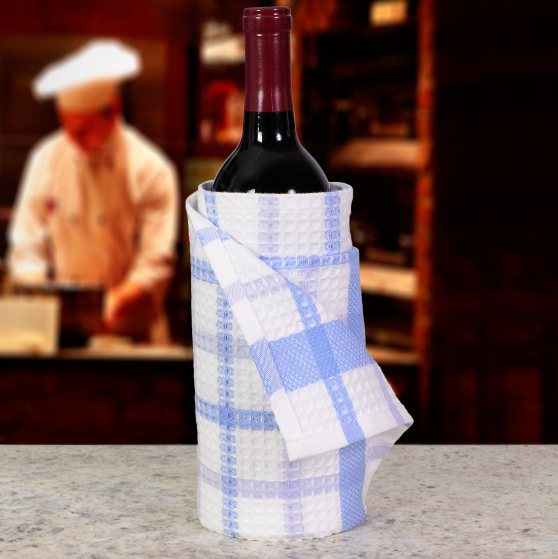 Poyet Motte Alvex Professional Chefs Towels (Pack of 4) Blue/White