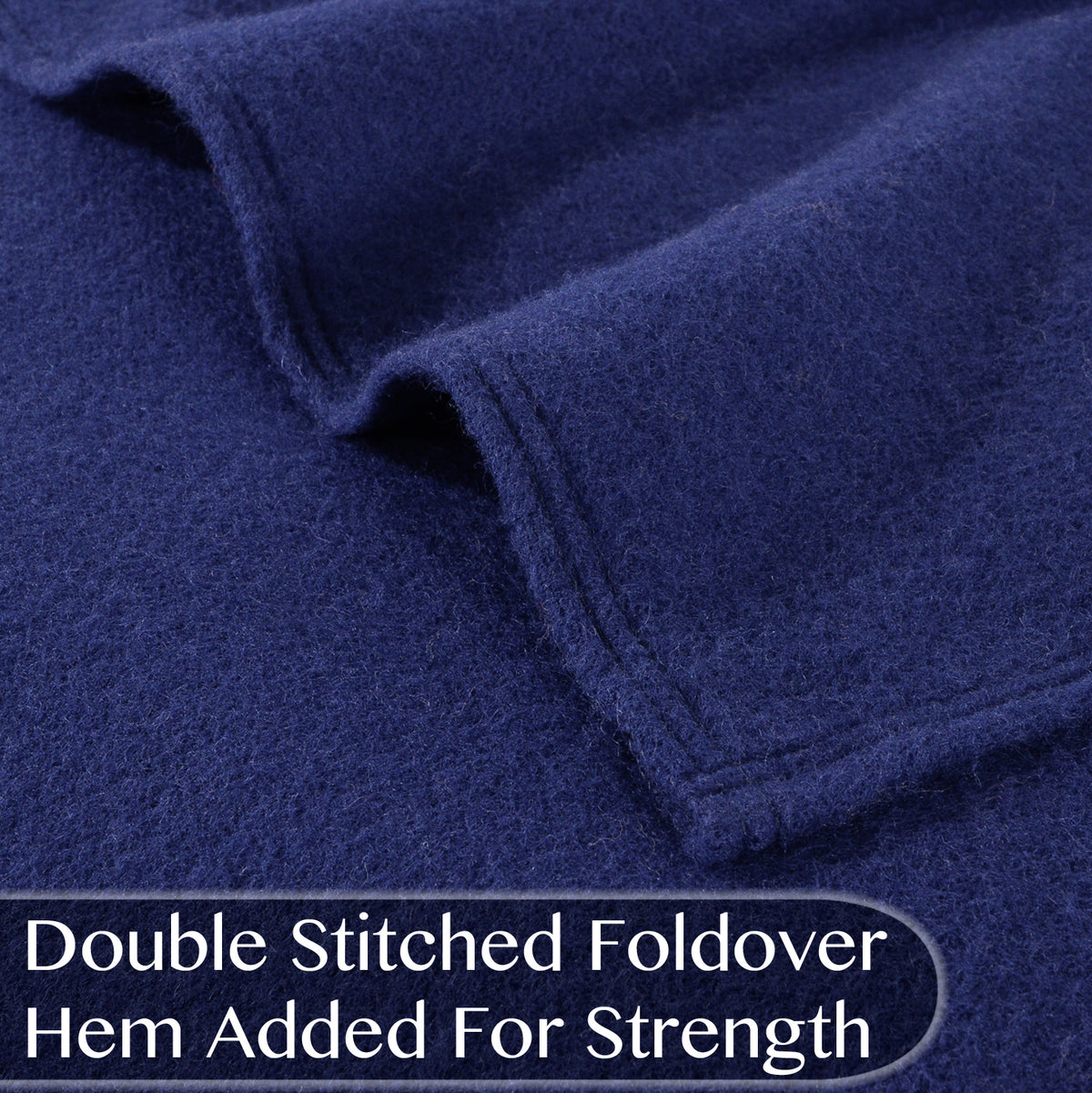 Poyet Motte Antibes 350GSM Lightweight 100-Percent Virgin Wool Blanket, Navy