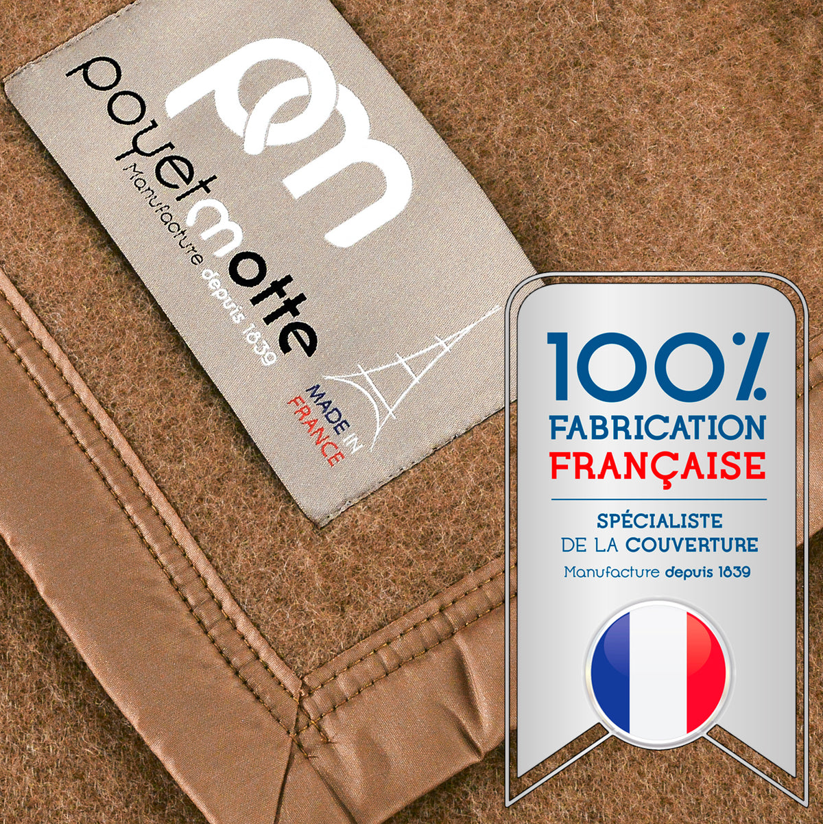 Poyet Motte Rivoli/Elysee 400GSM Mid-Weight 100% Virgin Wool Blanket, Camel