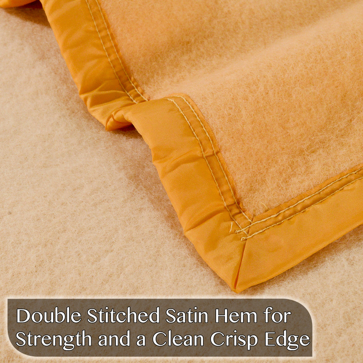 Poyet Motte Aubisque Reversible 500GSM Heavyweight 100% Wool Blanket, Maize