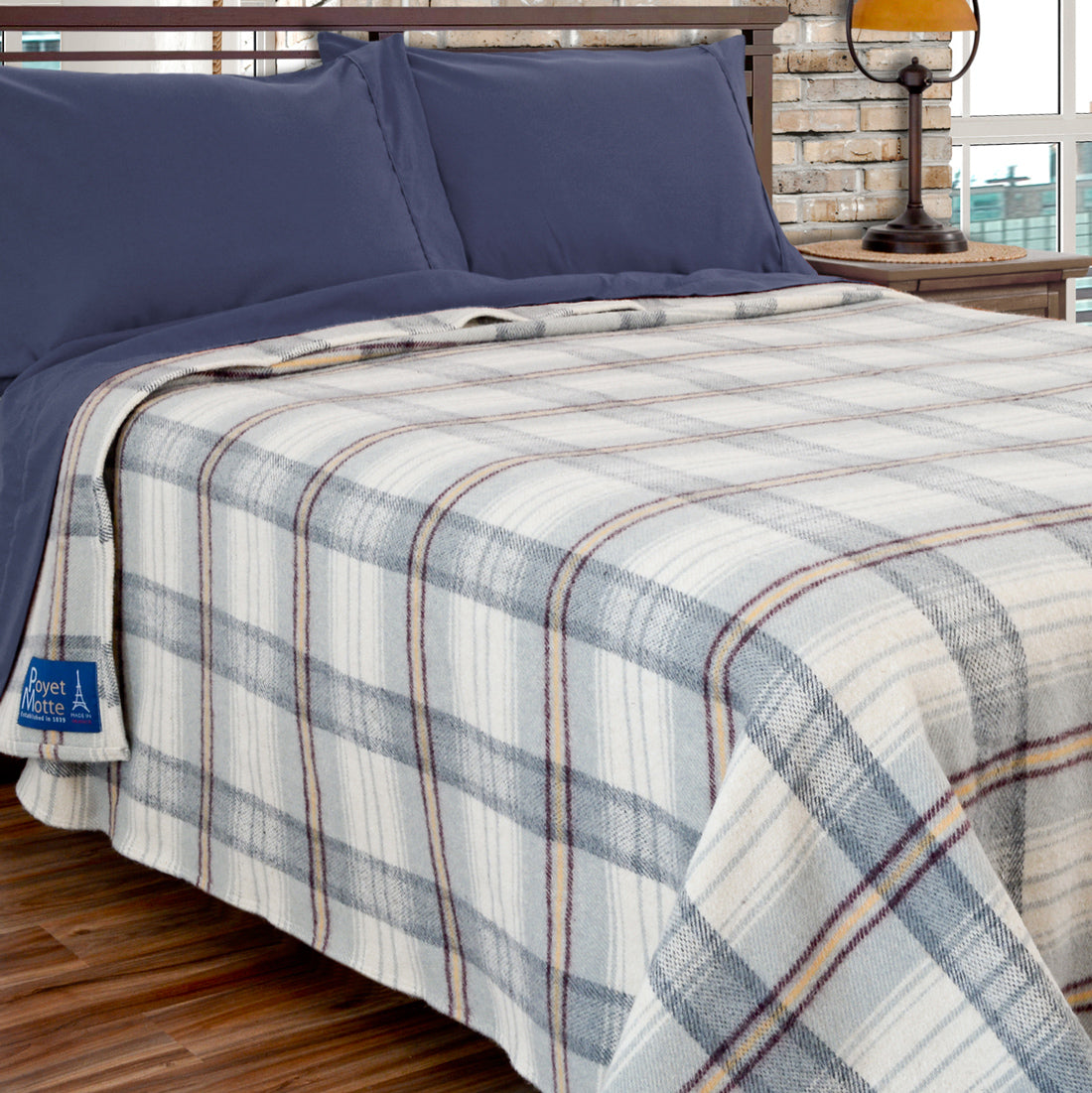 Poyet Motte Chevreuse Heavyweight Wool Blend Oversized Blanket, Machine Washable, Grey