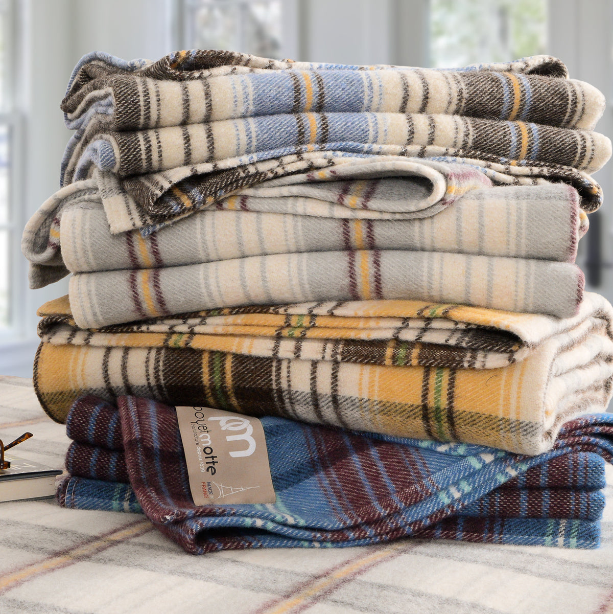 Poyet Motte Chevreuse Heavyweight Wool Blend Oversized Blanket, Machine Washable, Berry