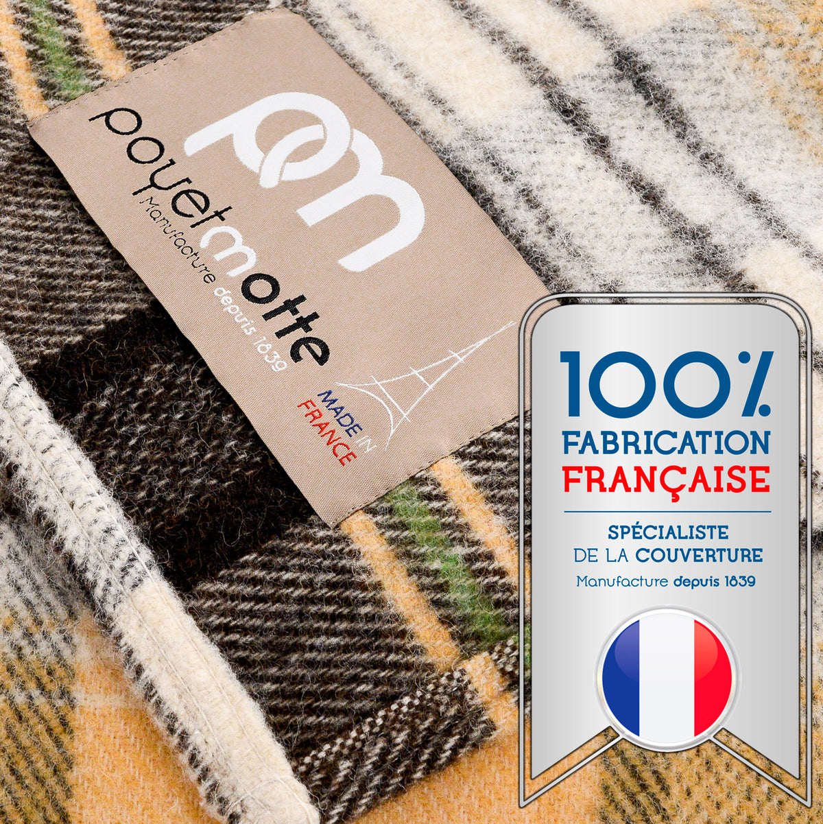 Poyet Motte Chevreuse Heavyweight Wool Blend Oversized Blanket, Machine Washable, Yellow