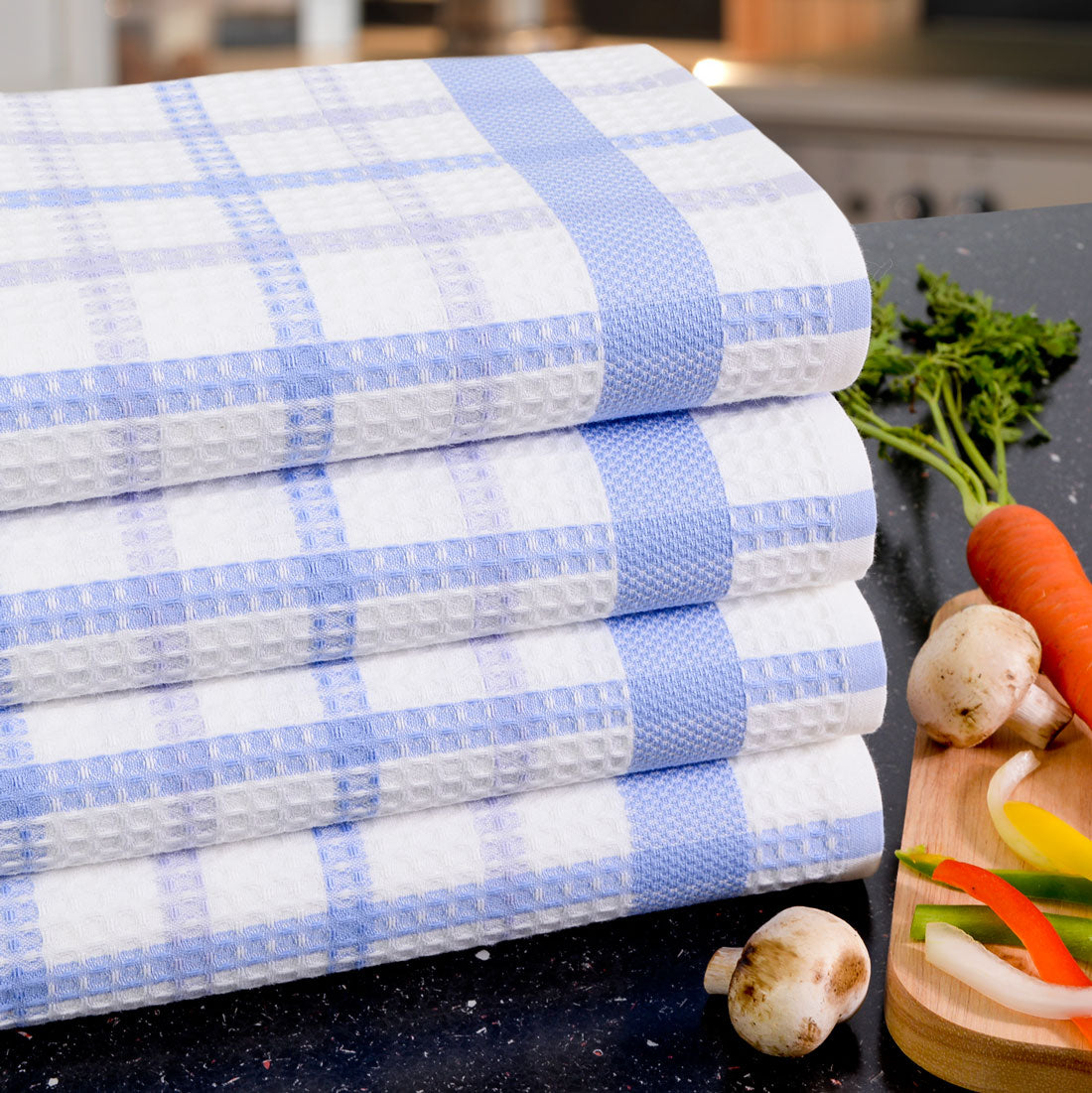Poyet Motte Alvex Professional Chefs Towels (Pack of 4) Blue/White - Poyet  Motte USA