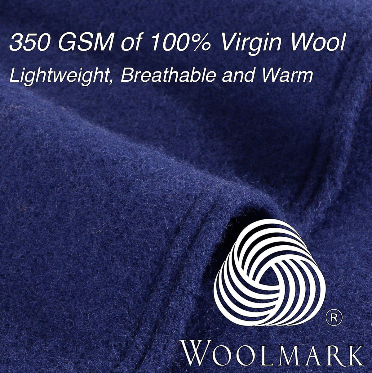 Poyet Motte Antibes 350GSM Lightweight 100-Percent Virgin Wool Blanket, Navy