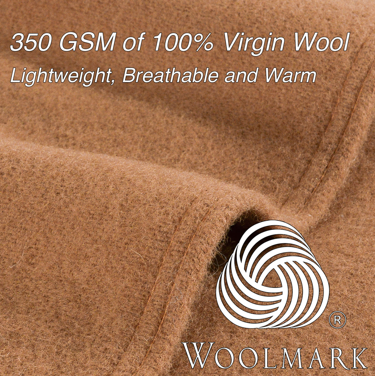 Poyet Motte Antibes 350GSM Lightweight 100-Percent Virgin Wool Blanket, Camel