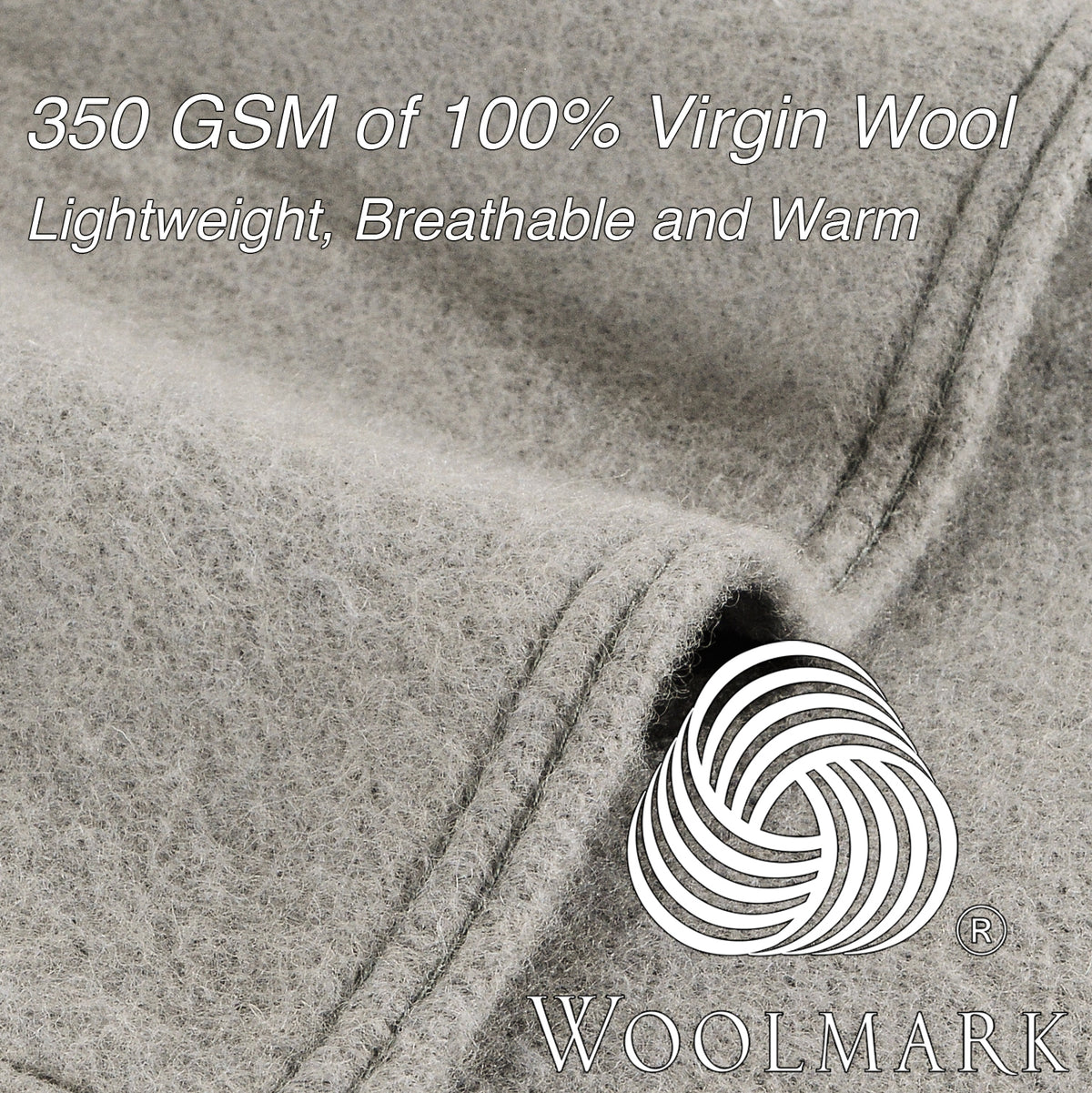 Poyet Motte Antibes 350GSM Lightweight 100-Percent Virgin Wool Blanket, Light Grey