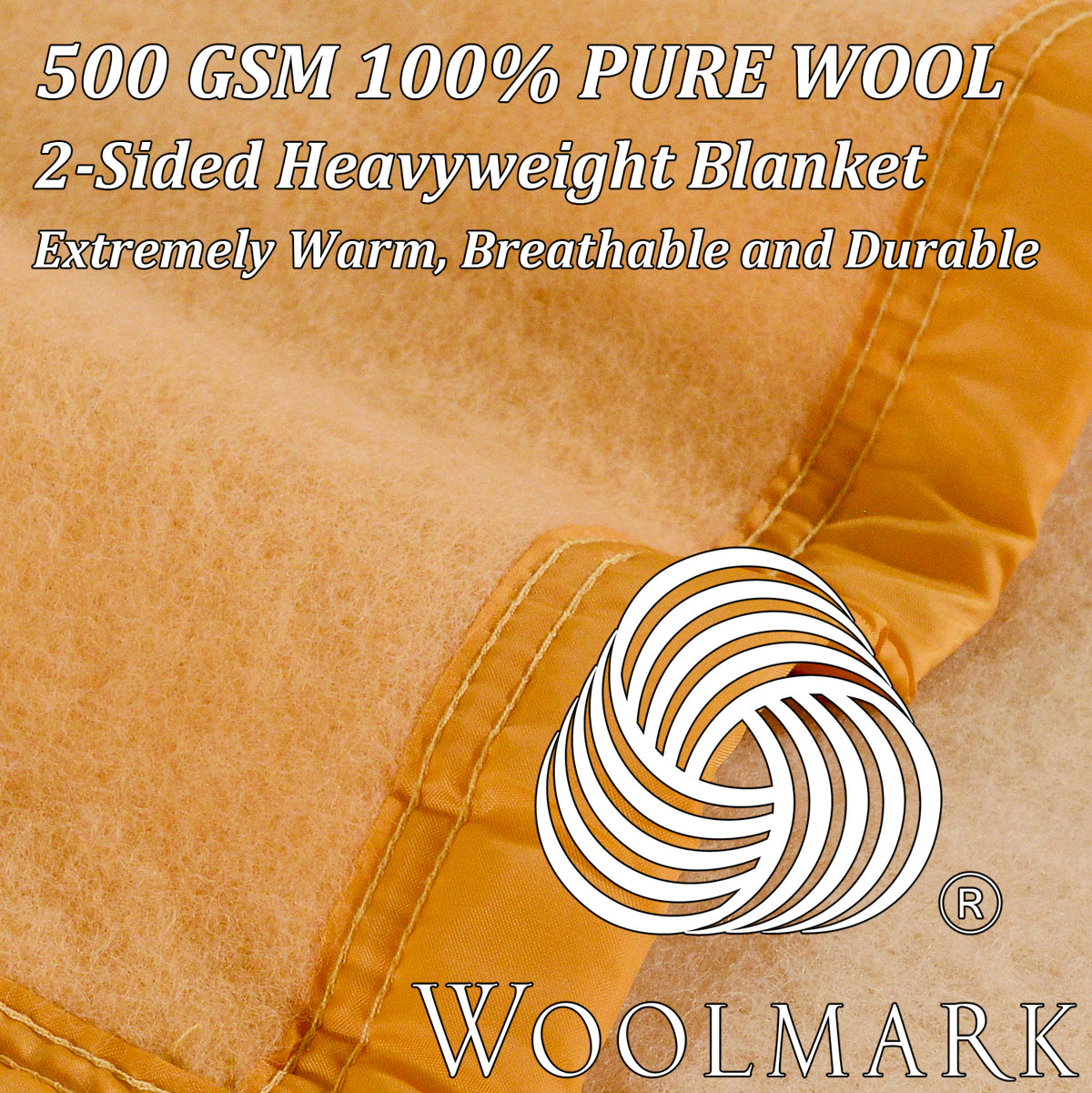 Poyet Motte Aubisque Reversible 500GSM Heavyweight 100% Wool Blanket, Maize