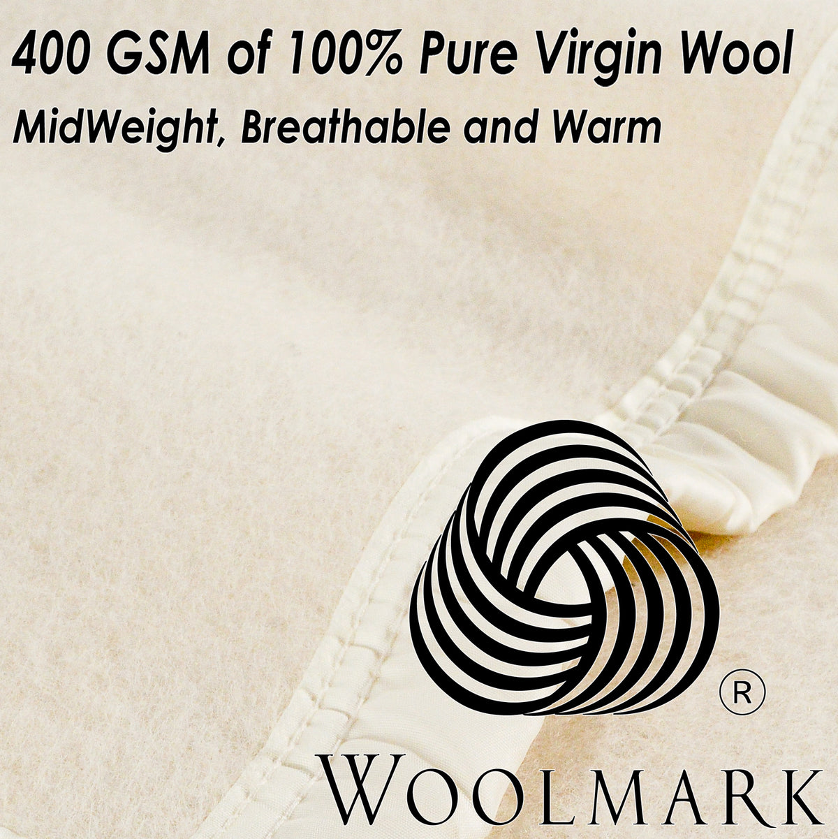 Poyet Motte Rivoli/Elysee 400GSM Mid-Weight 100% Virgin Wool Blanket, Natural