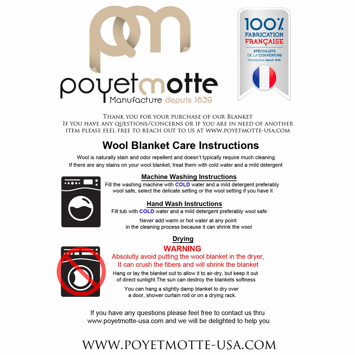 Poyet Motte Rivoli/Elysee 400GSM Mid-Weight 100% Virgin Wool Blanket, Camel